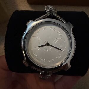 D&G Silver Tone Women's Logo Dial Bracelet Watch